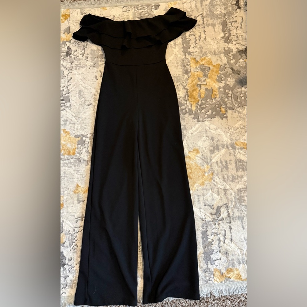 Fashion Nova Black Off-Shoulder Wide-Leg Jumpsuit